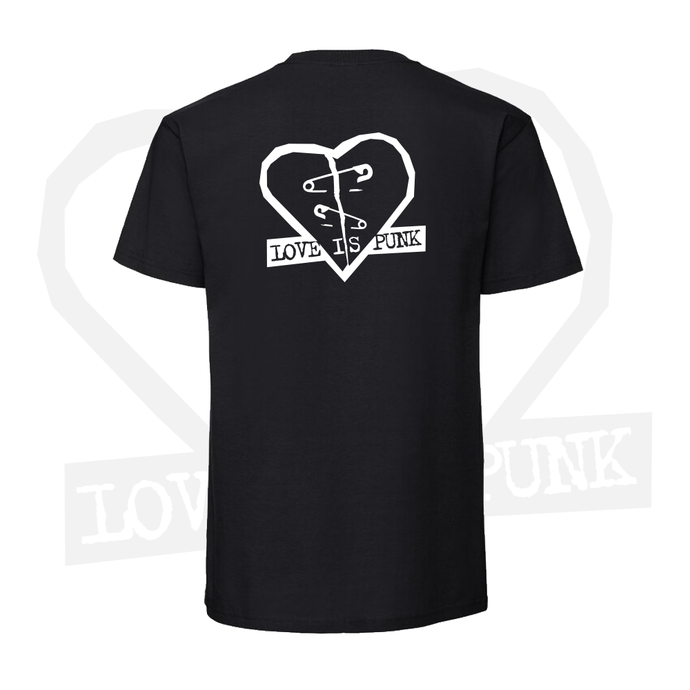 Love Is Punk - Musta T-paita - Logo edessä ja takana