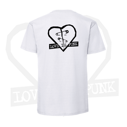 Love Is Punk - Valkoinen T-paita - Logo edessä ja takana